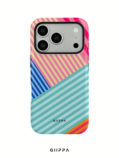 GIIPPA 1pc Multi-Color Striped Mixed Pattern Design, Phone 17 Pro Max Phone Case, Compatible With Phone 16 Pro Max, 15 Pro Max, 14 Pro Max, Korean Style High-End Fashion Fun Phone Case, Suitable For 1