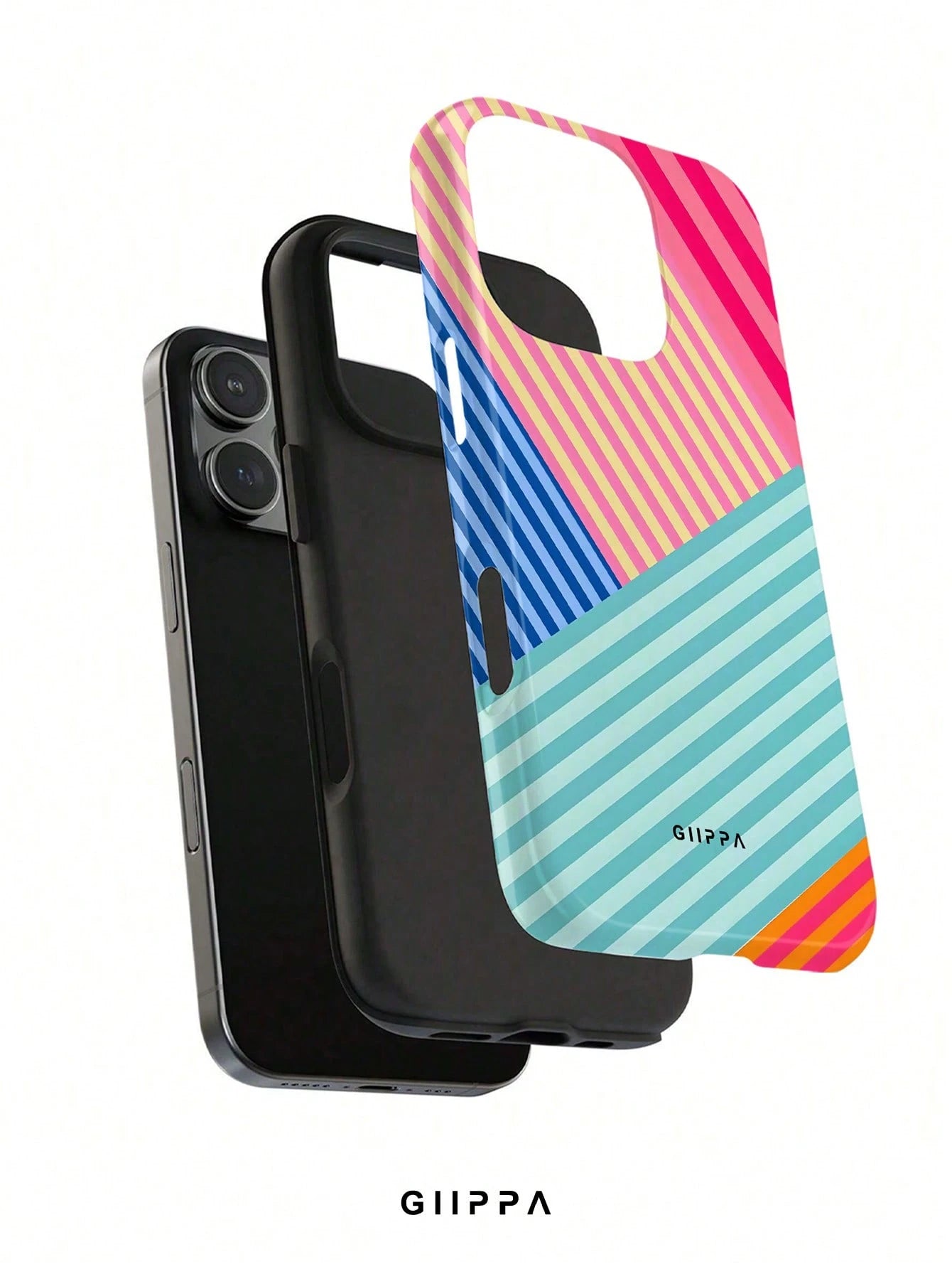 GIIPPA 1pc Multi-Color Striped Mixed Pattern Design, Phone 17 Pro Max Phone Case, Compatible With Phone 16 Pro Max, 15 Pro Max, 14 Pro Max, Korean Style High-End Fashion Fun Phone Case, Suitable For 1