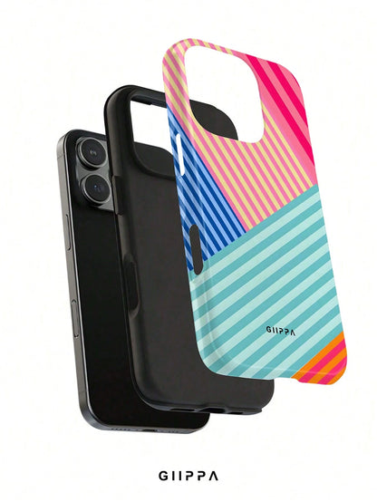 GIIPPA 1pc Multi-Color Striped Mixed Pattern Design, Phone 17 Pro Max Phone Case, Compatible With Phone 16 Pro Max, 15 Pro Max, 14 Pro Max, Korean Style High-End Fashion Fun Phone Case, Suitable For 1