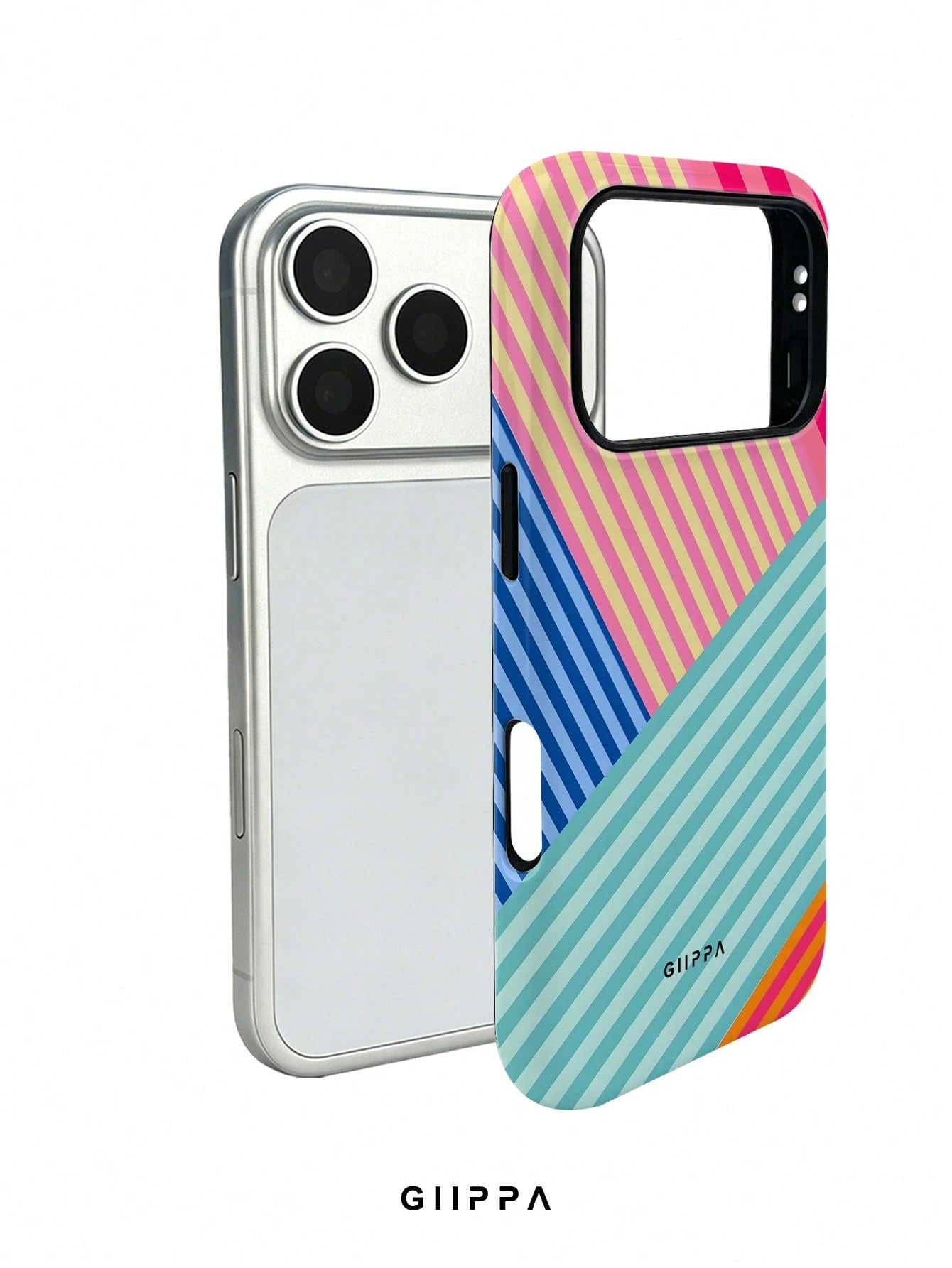 GIIPPA 1pc Multi-Color Striped Mixed Pattern Design, Phone 17 Pro Max Phone Case, Compatible With Phone 16 Pro Max, 15 Pro Max, 14 Pro Max, Korean Style High-End Fashion Fun Phone Case, Suitable For 1