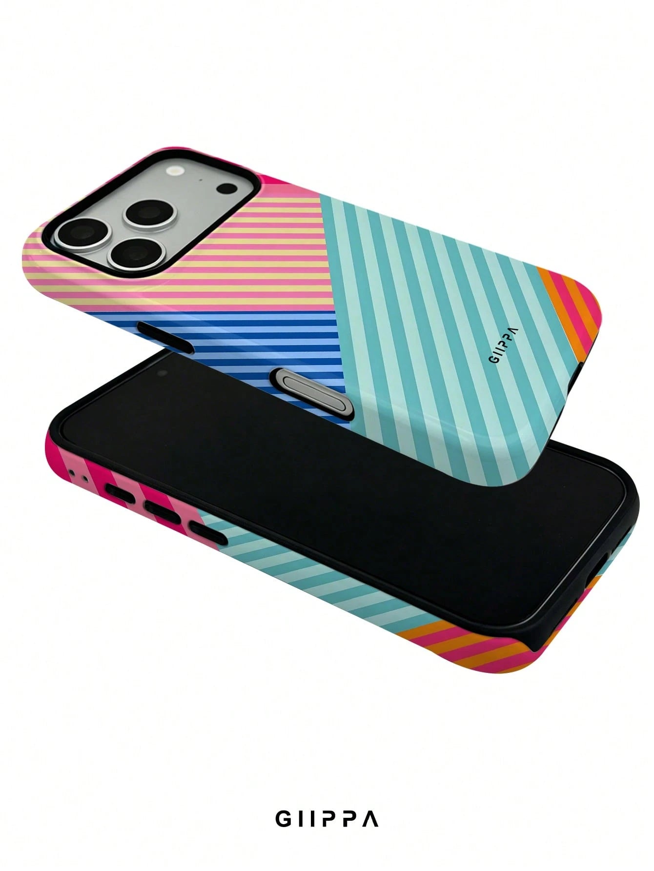 GIIPPA 1pc Multi-Color Striped Mixed Pattern Design, Phone 17 Pro Max Phone Case, Compatible With Phone 16 Pro Max, 15 Pro Max, 14 Pro Max, Korean Style High-End Fashion Fun Phone Case, Suitable For 1