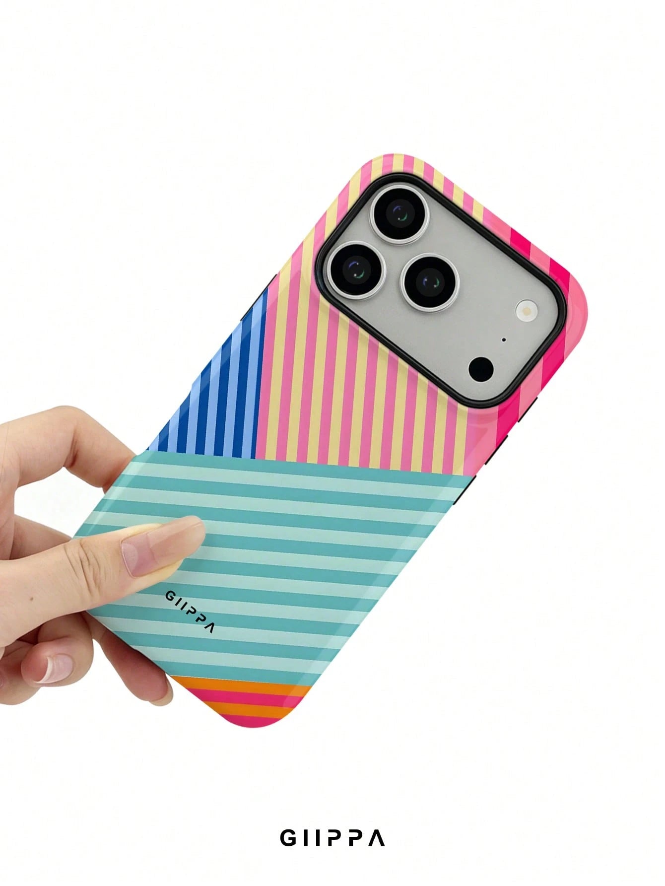 GIIPPA 1pc Multi-Color Striped Mixed Pattern Design, Phone 17 Pro Max Phone Case, Compatible With Phone 16 Pro Max, 15 Pro Max, 14 Pro Max, Korean Style High-End Fashion Fun Phone Case, Suitable For 1