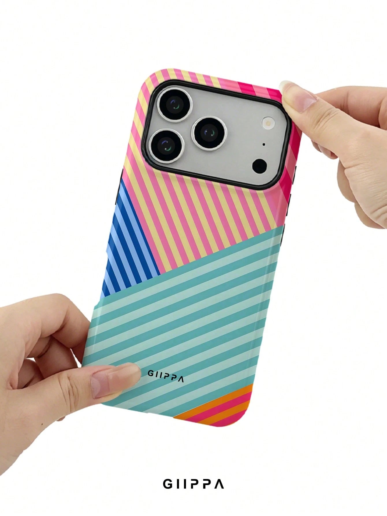 GIIPPA 1pc Multi-Color Striped Mixed Pattern Design, Phone 17 Pro Max Phone Case, Compatible With Phone 16 Pro Max, 15 Pro Max, 14 Pro Max, Korean Style High-End Fashion Fun Phone Case, Suitable For 1