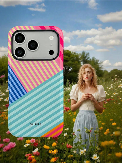 GIIPPA 1pc Multi-Color Striped Mixed Pattern Design, Phone 17 Pro Max Phone Case, Compatible With Phone 16 Pro Max, 15 Pro Max, 14 Pro Max, Korean Style High-End Fashion Fun Phone Case, Suitable For 1