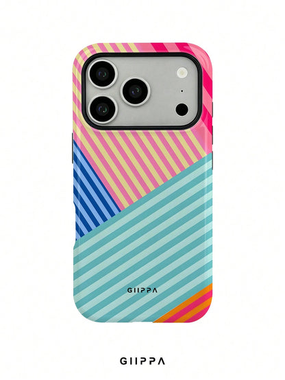 GIIPPA 1pc Multi-Color Striped Mixed Pattern Design, Phone 17 Pro Max Phone Case, Compatible With Phone 16 Pro Max, 15 Pro Max, 14 Pro Max, Korean Style High-End Fashion Fun Phone Case, Suitable For 1