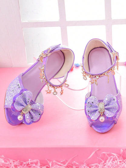 Girls' Fashion High Heel Sandals, Rainbow Glitter Kids Pageant Shoes For Little Girls, Suitable For Stage Performance, Party And Formal Occasions