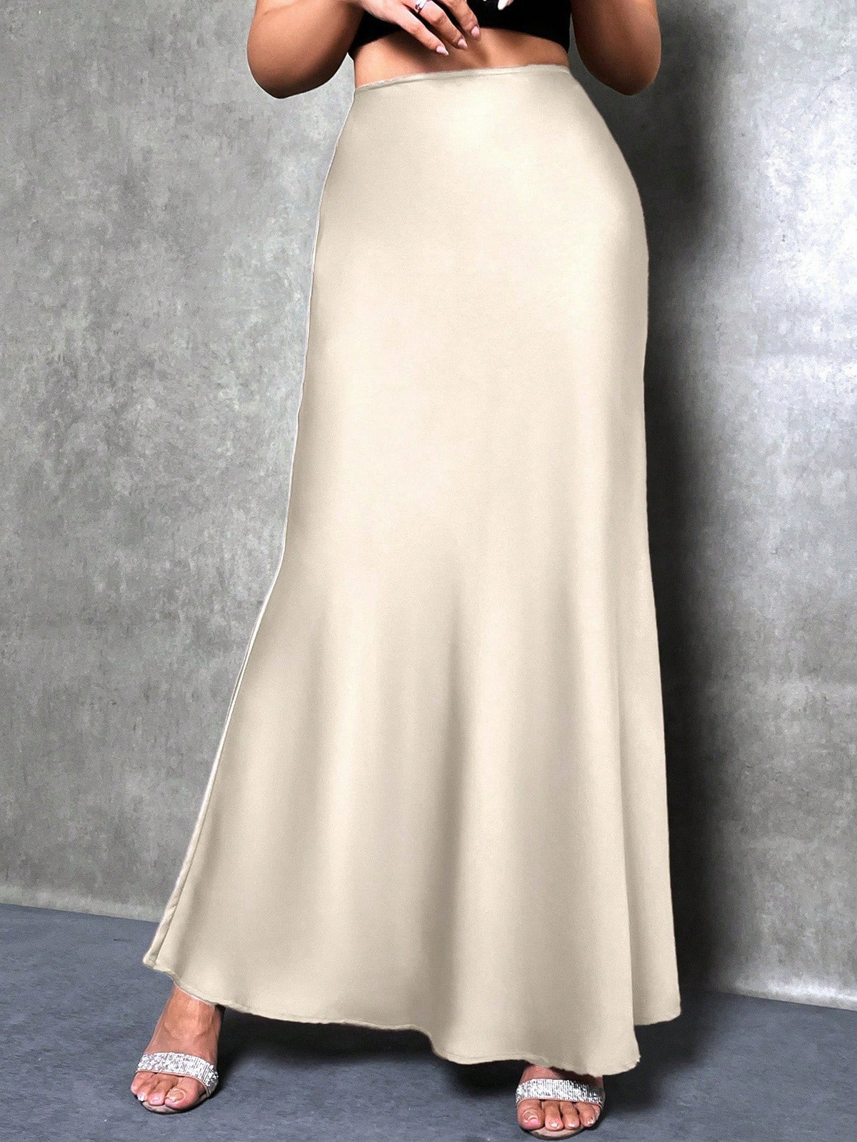 Glamine Women's Satin Floor-Length Mermaid Skirt, Versatile Everyday Skirt