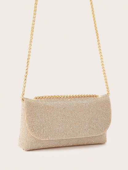 Glamorous Glitter Bling, Sequin, Luxury, Shiny Mini Fashionable Silver Rhinestone Decor Women's Evening Shoulder Bag Evening Bag, Dinner Bag For Party Girl, Woman, Bride Perfect For Party, Wedding, Pr