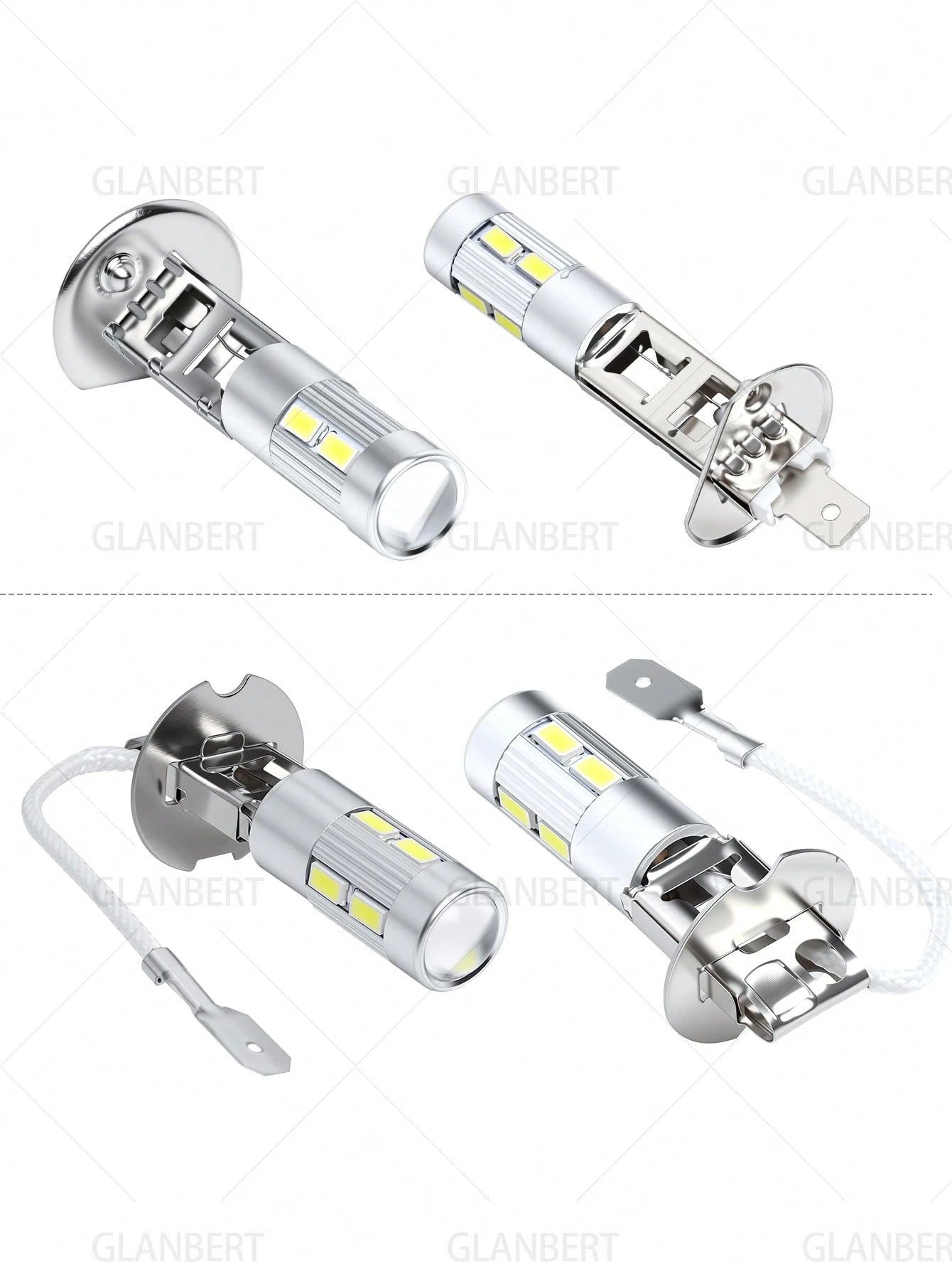 GLANBERT 2pcs 5630 SMD 10 LED H1 H3 6000K Car Fog Light Driving Lamp Headlight DC 12V White Interior Turn Signal Light