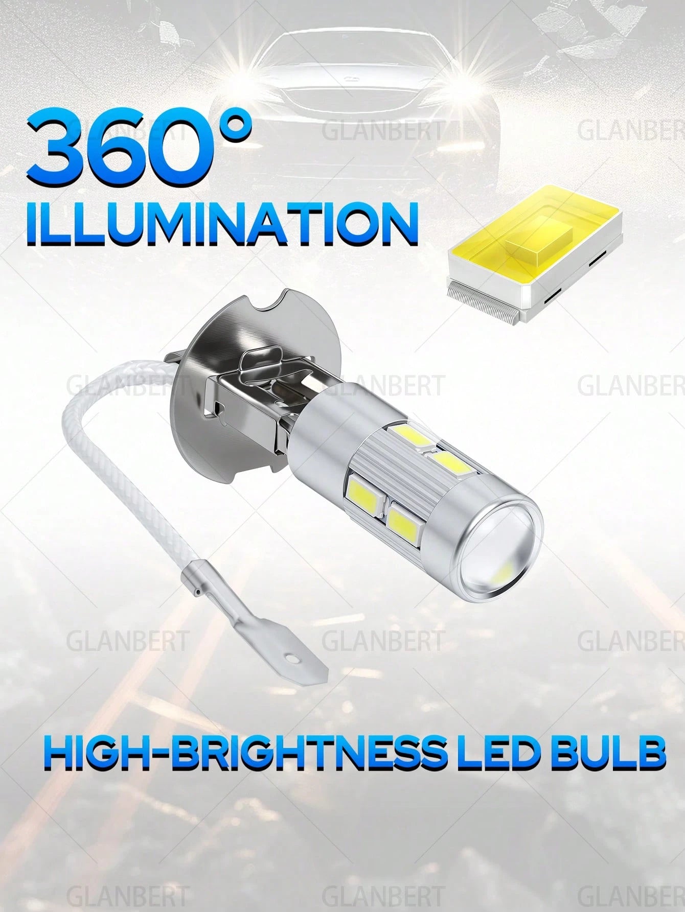 GLANBERT 2pcs 5630 SMD 10 LED H1 H3 6000K Car Fog Light Driving Lamp Headlight DC 12V White Interior Turn Signal Light