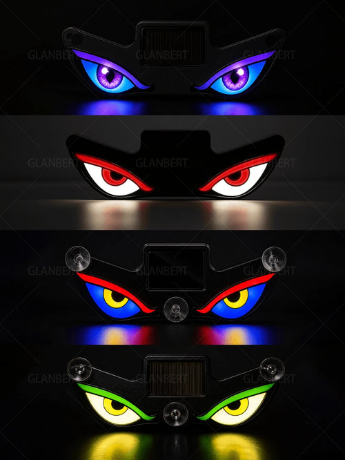 GLANBERT Solar Powered LED Devil's Eye Triangle Window Decor Light, Suitable For Car, Motorcycle And Truck Decorative Lighting