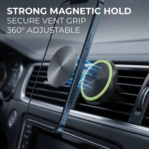 Glow-In-The-Dark Magnetic Car Air Vent Phone Holder, Strong Adsorption Stable No Shake, 360° Rotation Adjustment, Fits Multiple Vehicle Models For Safer Navigation