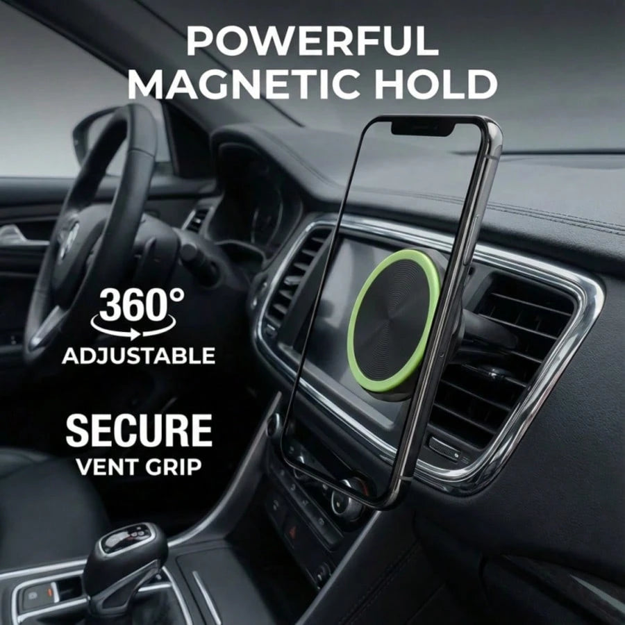 Glow-In-The-Dark Magnetic Car Air Vent Phone Holder, Strong Adsorption Stable No Shake, 360° Rotation Adjustment, Fits Multiple Vehicle Models For Safer Navigation