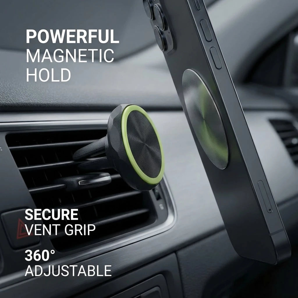 Glow-In-The-Dark Magnetic Car Air Vent Phone Holder, Strong Adsorption Stable No Shake, 360° Rotation Adjustment, Fits Multiple Vehicle Models For Safer Navigation