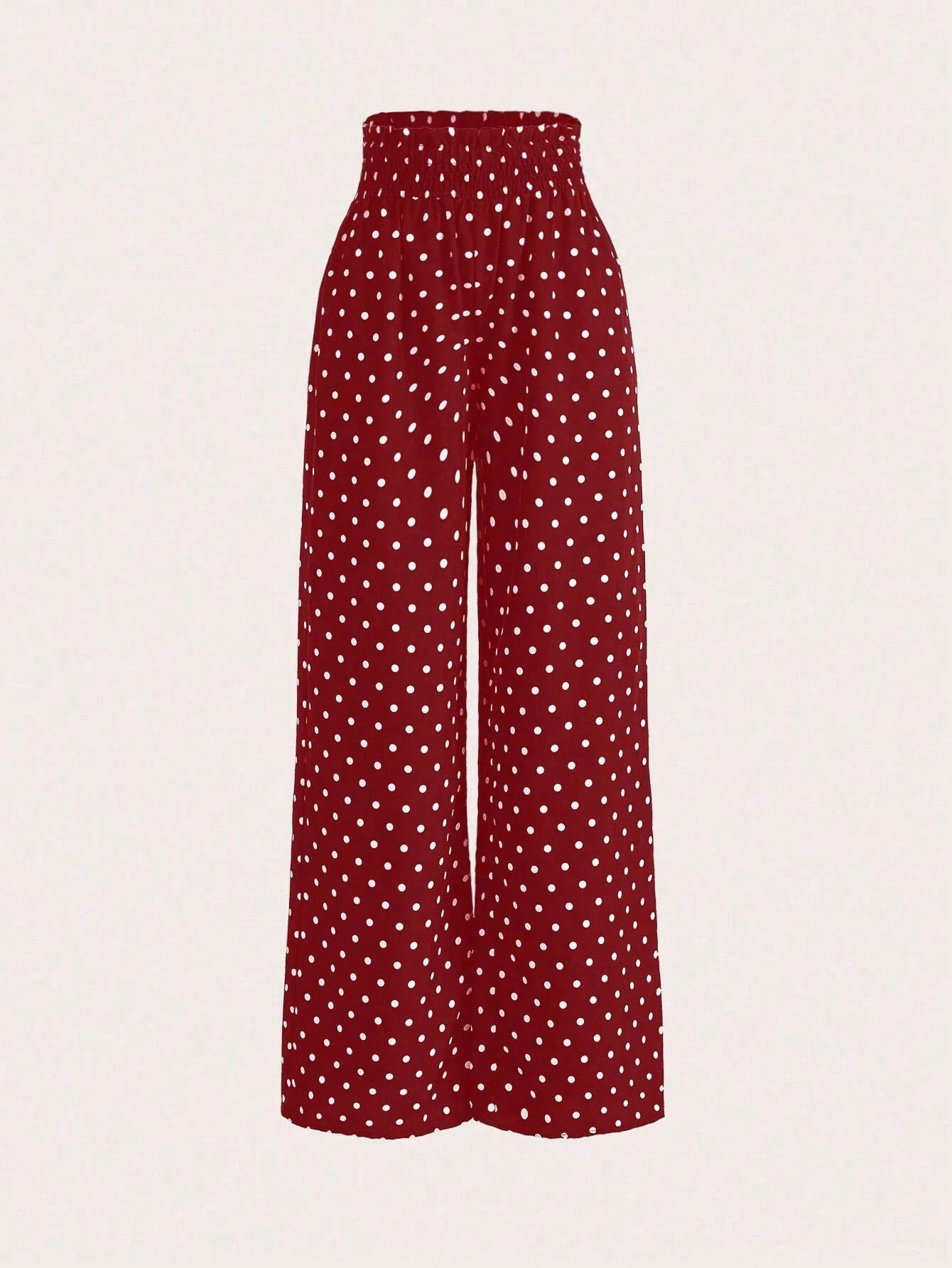 GlowEve Polka Dot Print High Waist Wide Leg Pants Fall Cloth For Women