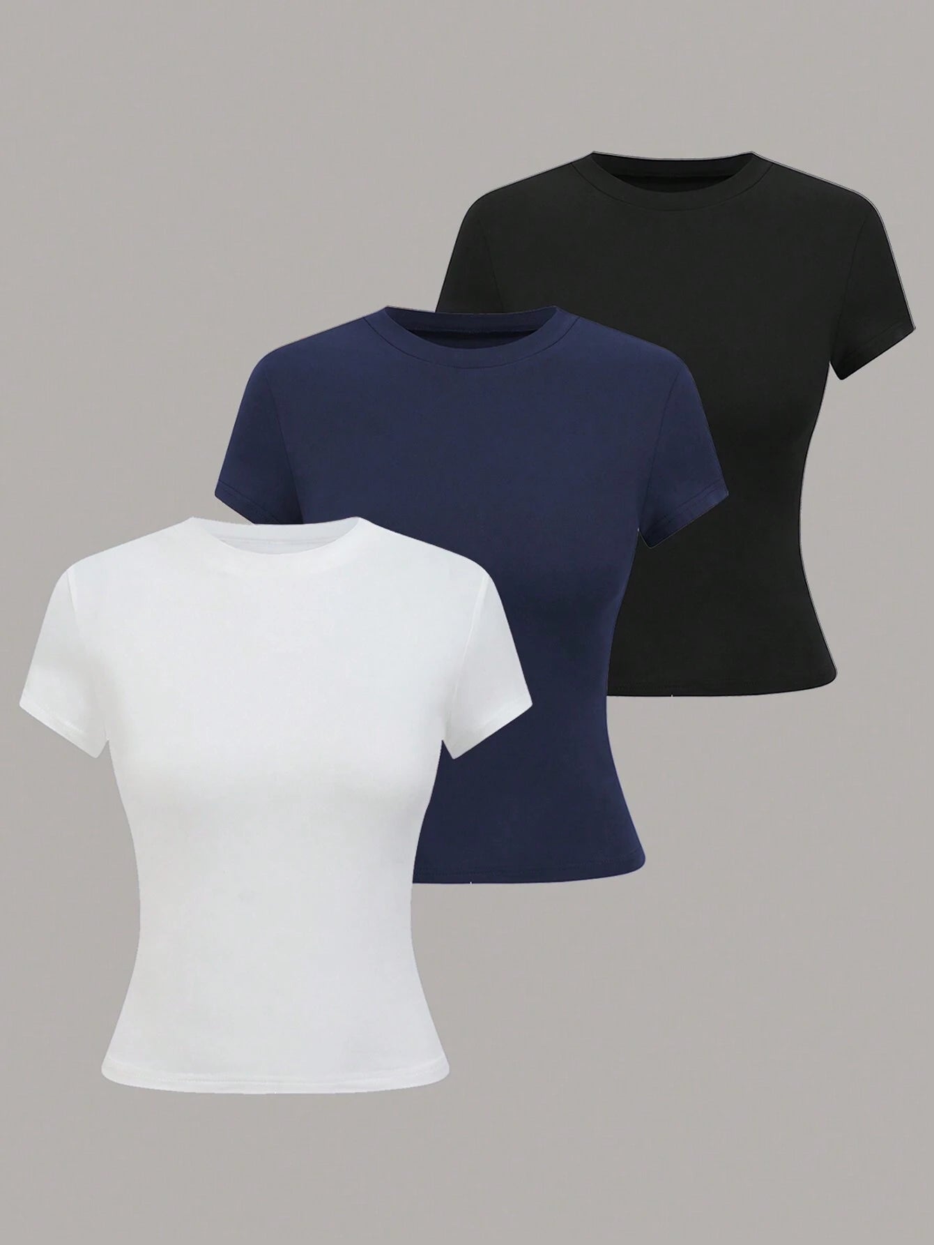 GlowEve Women's Casual Solid Color Black And White Short Sleeve T-Shirt Tops,Summer Everyday Fall Winter Halloween Work Office Party Tops