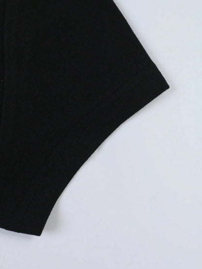 GlowEve Women's Casual Solid Color Black And White Short Sleeve T-Shirt Tops,Summer Everyday Fall Winter Halloween Work Office Party Tops