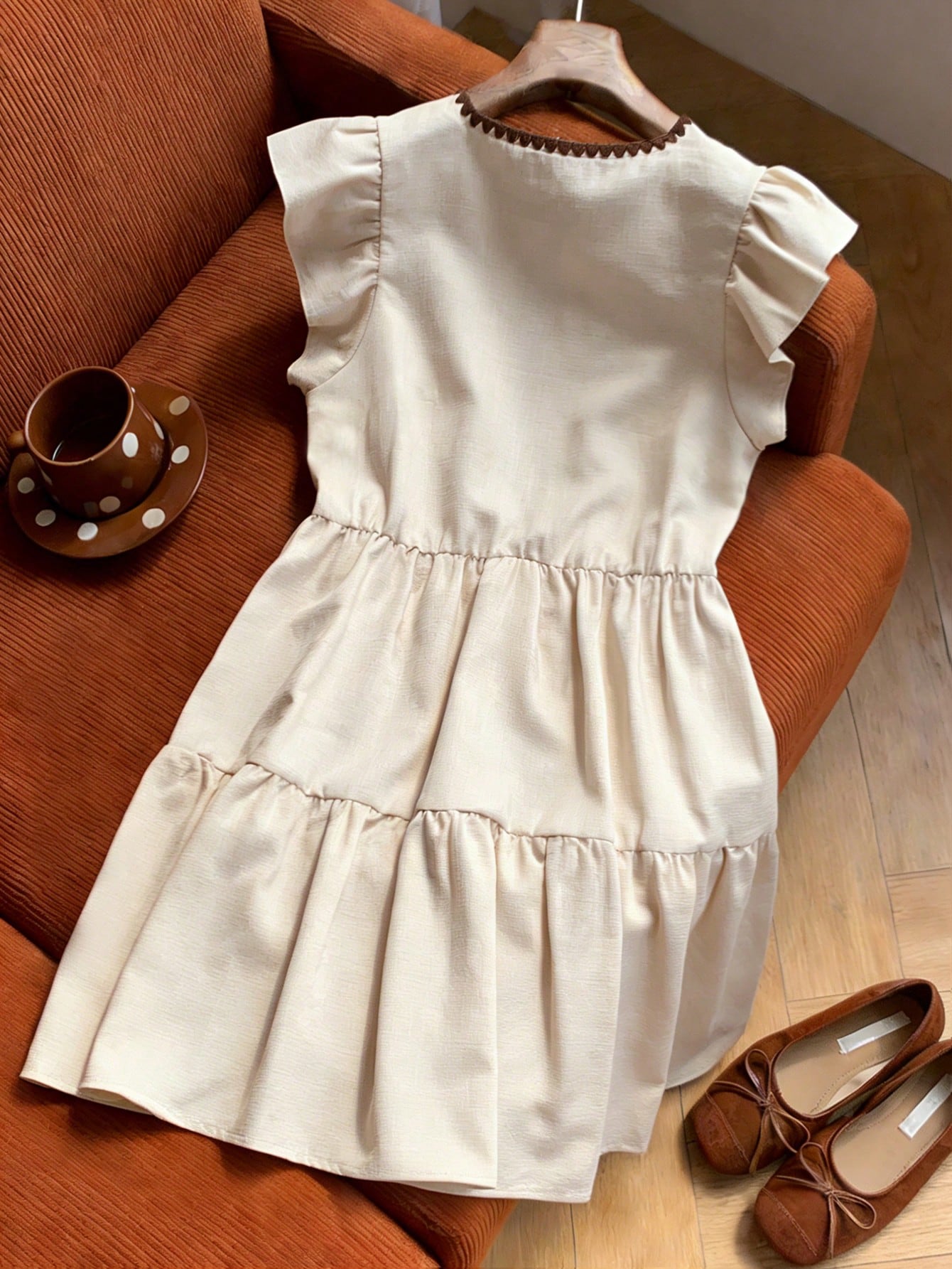 GlowEve Women's Light Blue Summer Cute Everyday Elegant Shell Embroidery Bow-Tie Design Cap Sleeve Fitted Flared Short Dress,Vacation Casual Dress