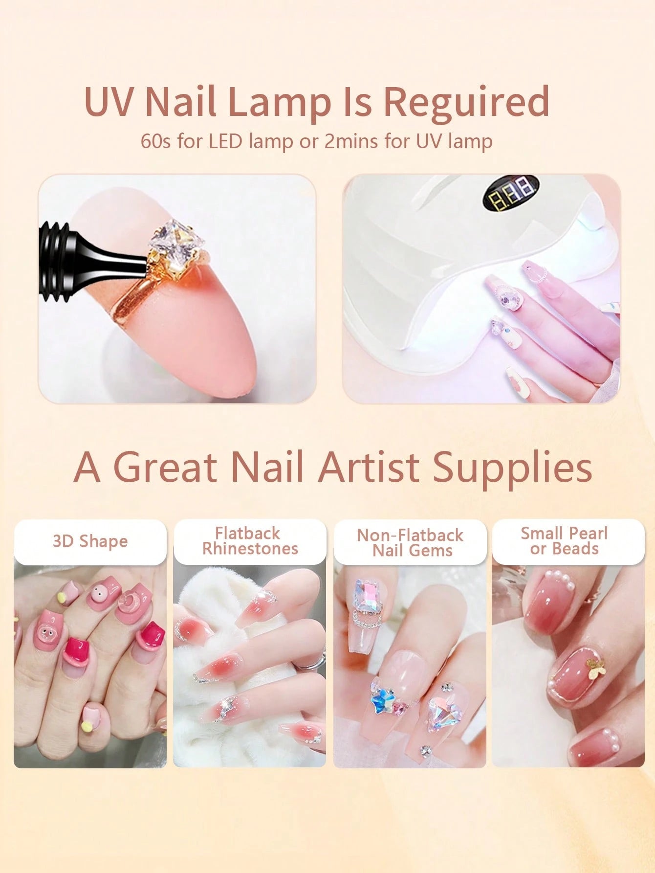 GLOZ 30ml Nail Art Rhinestone Gel, Super Strong Gel Nail Polish, Suitable For Nail Decoration, 3D Stereoscopic Shiny Gel Nail, Gem Nail Art, Diamond Nail, Requires UV/LED Curing, Beauty Gift Nails