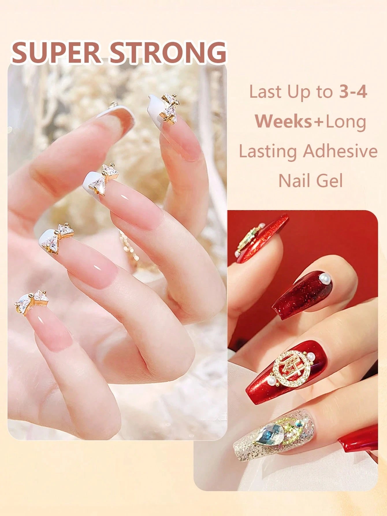 GLOZ 30ml Nail Art Rhinestone Gel, Super Strong Gel Nail Polish, Suitable For Nail Decoration, 3D Stereoscopic Shiny Gel Nail, Gem Nail Art, Diamond Nail, Requires UV/LED Curing, Beauty Gift Nails