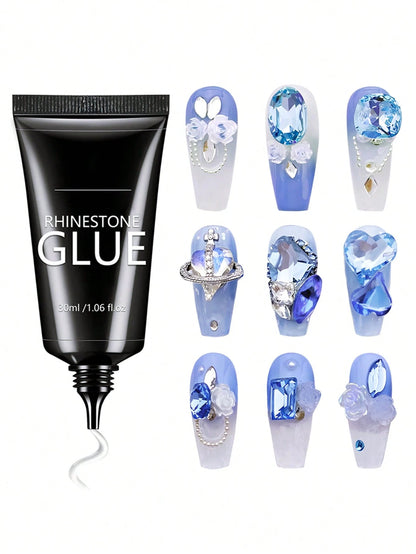 GLOZ 30ml Nail Art Rhinestone Gel, Super Strong Gel Nail Polish, Suitable For Nail Decoration, 3D Stereoscopic Shiny Gel Nail, Gem Nail Art, Diamond Nail, Requires UV/LED Curing, Beauty Gift Nails