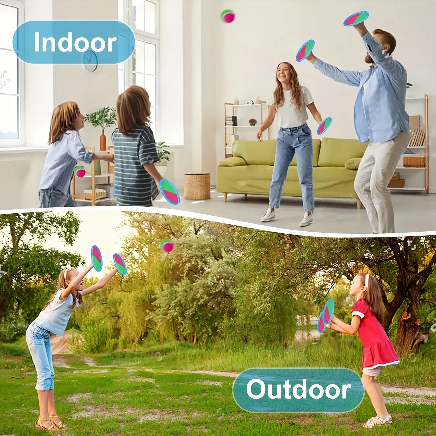 Goo Ball Children's Toy- Outdoor Game, Beach Toy, Throwing Ball Set With 2 Bats And 1 Ball, Perfect Beach Game Combination Courtyard Playground, Suitable For Children/Adults/Family Easter Gifts