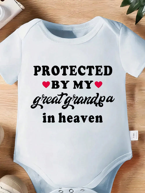 Grandpa Heaven Is Guarding My Light Blue Baby One-Piece Suit- A Soft And Comfortable Newborn One-Piece Dress