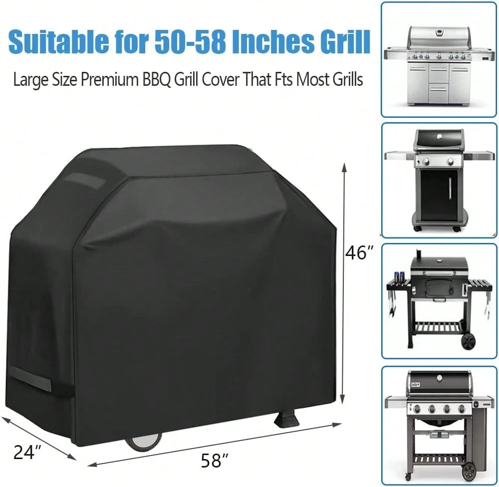 Grill Cover, Waterproof BBQ Grill Cover, 58 Inch Rip-Proof And Anti-UV Barbecue Gas Grill Cover Compatible For Char-Broil Nexgrill Grills And More