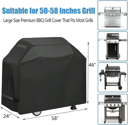 Grill Cover, Waterproof BBQ Grill Cover, 58 Inch Rip-Proof And Anti-UV Barbecue Gas Grill Cover Compatible For Char-Broil Nexgrill Grills And More
