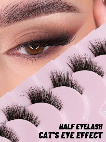 GROINNEYA 10 Pairs Semi-Permanent Transparent Cat Eye False Eyelashes, Short Soft 3D Mink Lashes, Natural Makeup (10B-1) Strip Eyelashes, Eyelashes, False Eyelashes, Fake Eyelashes