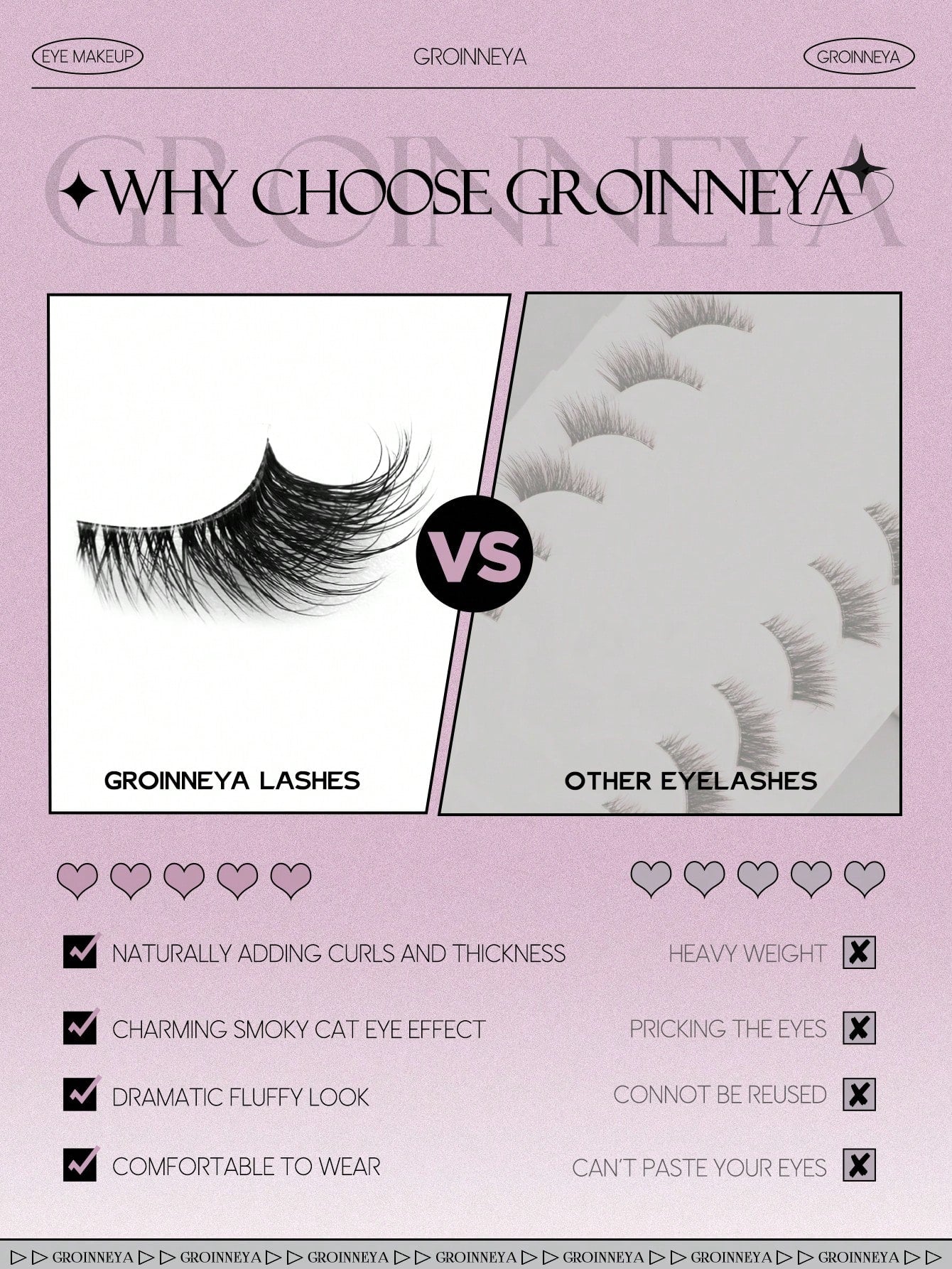 GROINNEYA 10 Pairs Semi-Permanent Transparent Cat Eye False Eyelashes, Short Soft 3D Mink Lashes, Natural Makeup (10B-1) Strip Eyelashes, Eyelashes, False Eyelashes, Fake Eyelashes