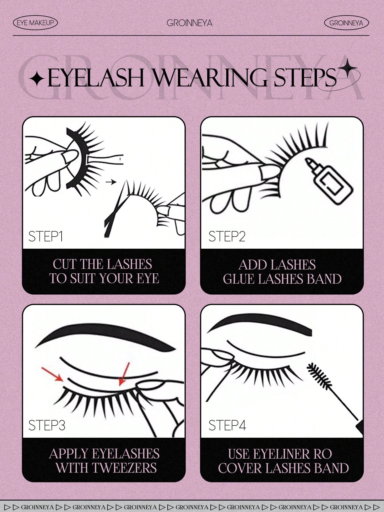 GROINNEYA 10 Pairs Semi-Permanent Transparent Cat Eye False Eyelashes, Short Soft 3D Mink Lashes, Natural Makeup (10B-1) Strip Eyelashes, Eyelashes, False Eyelashes, Fake Eyelashes