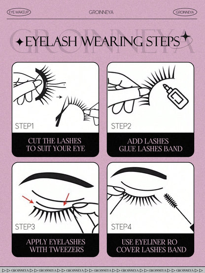 GROINNEYA 10 Pairs Semi-Permanent Transparent Cat Eye False Eyelashes, Short Soft 3D Mink Lashes, Natural Makeup (10B-1) Strip Eyelashes, Eyelashes, False Eyelashes, Fake Eyelashes