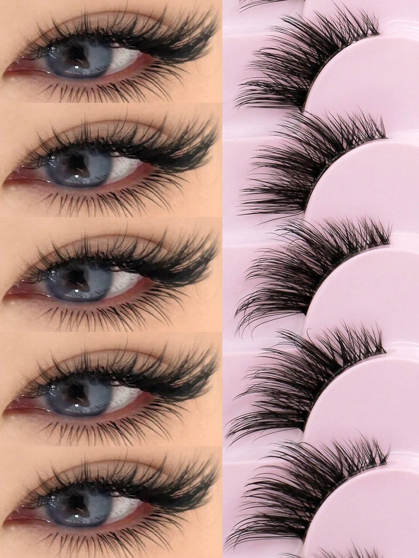 GROINNEYA 10 Pairs Semi-Permanent Transparent Cat Eye False Eyelashes, Short Soft 3D Mink Lashes, Natural Makeup (10B-1) Strip Eyelashes, Eyelashes, False Eyelashes, Fake Eyelashes