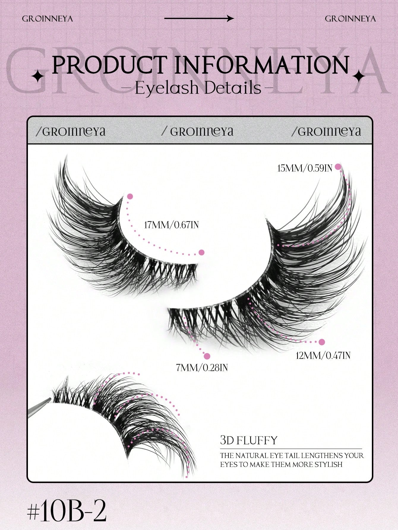 GROINNEYA 10 Pairs Semi-Permanent Transparent Cat Eye False Eyelashes, Short Soft 3D Mink Lashes, Natural Makeup (10B-1) Strip Eyelashes, Eyelashes, False Eyelashes, Fake Eyelashes
