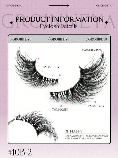 GROINNEYA 10 Pairs Semi-Permanent Transparent Cat Eye False Eyelashes, Short Soft 3D Mink Lashes, Natural Makeup (10B-1) Strip Eyelashes, Eyelashes, False Eyelashes, Fake Eyelashes
