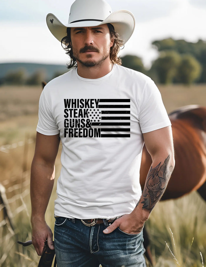Guns & Freedom Country T-Shirt ALL HAT NO CATTLE