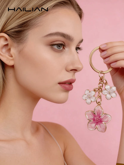 HAILIAN 1pc Sakura Shaped Keychain, Lightweight And Graceful Sakura Design, Suitable For Bag Pendant, Car Key Chain, Couples, Birthday, Holiday Gifts