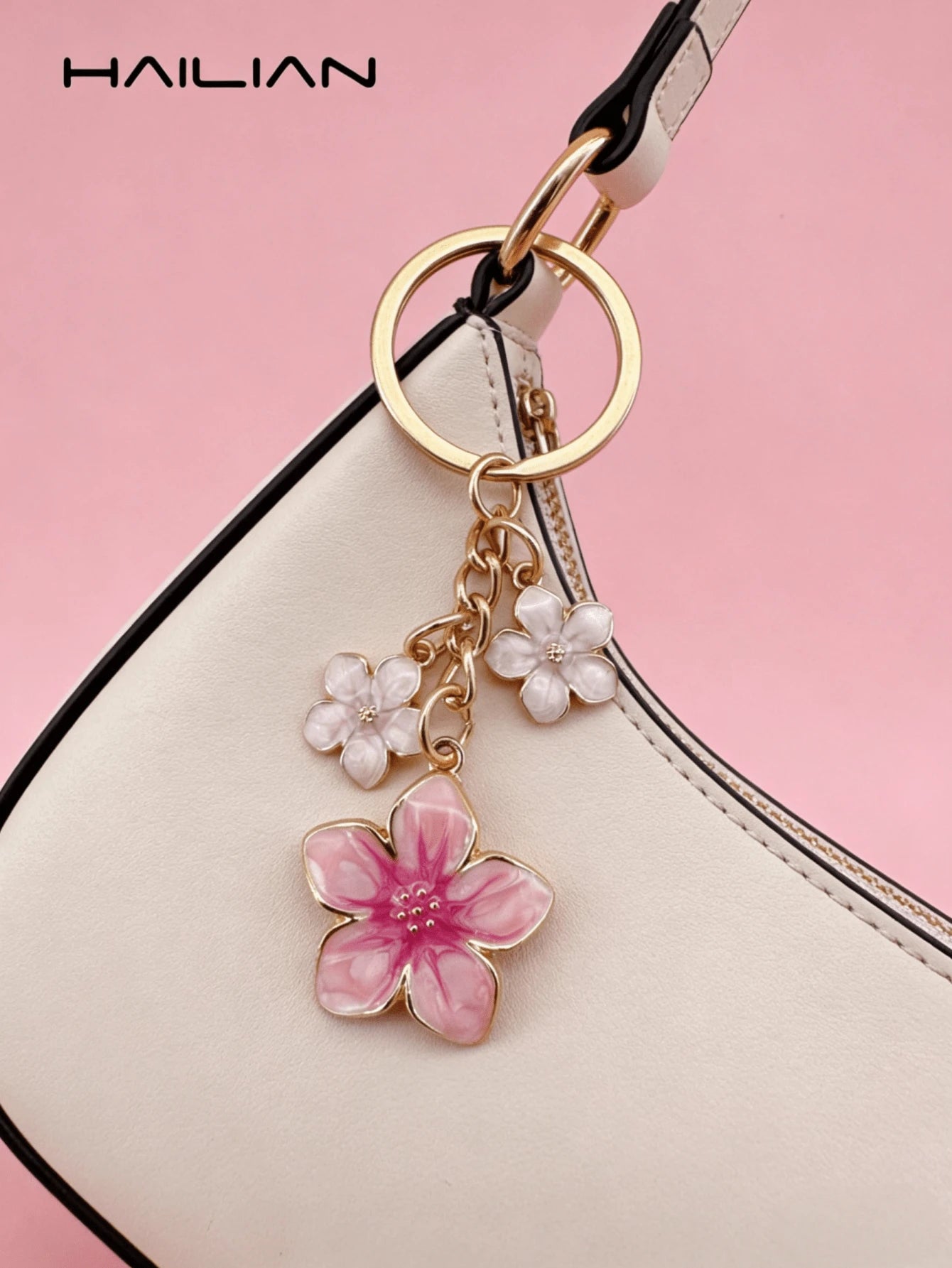 HAILIAN 1pc Sakura Shaped Keychain, Lightweight And Graceful Sakura Design, Suitable For Bag Pendant, Car Key Chain, Couples, Birthday, Holiday Gifts