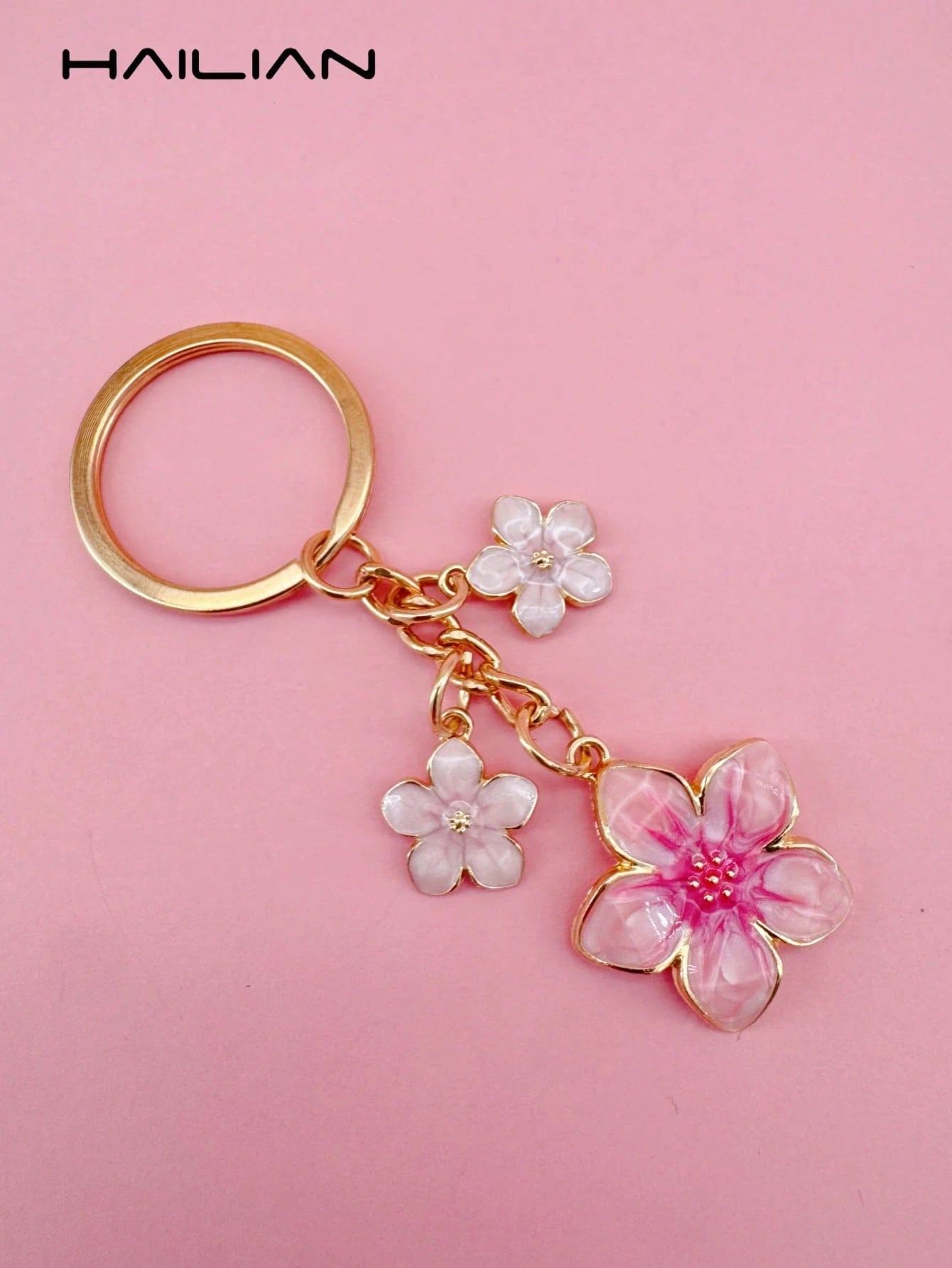 HAILIAN 1pc Sakura Shaped Keychain, Lightweight And Graceful Sakura Design, Suitable For Bag Pendant, Car Key Chain, Couples, Birthday, Holiday Gifts
