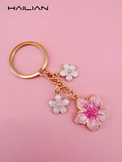 HAILIAN 1pc Sakura Shaped Keychain, Lightweight And Graceful Sakura Design, Suitable For Bag Pendant, Car Key Chain, Couples, Birthday, Holiday Gifts