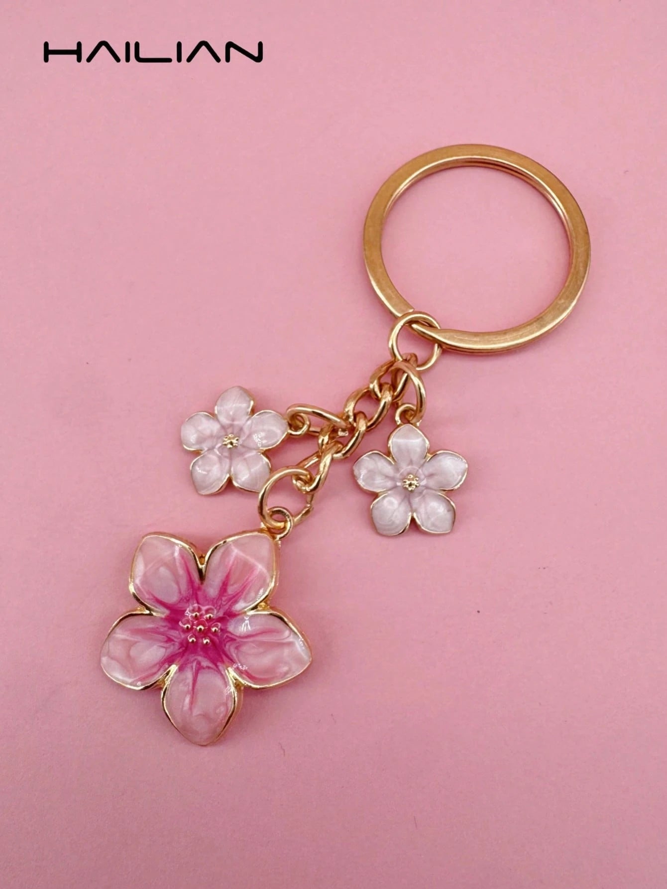 HAILIAN 1pc Sakura Shaped Keychain, Lightweight And Graceful Sakura Design, Suitable For Bag Pendant, Car Key Chain, Couples, Birthday, Holiday Gifts