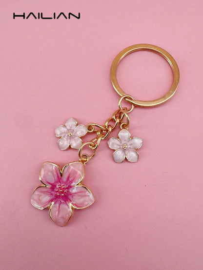 HAILIAN 1pc Sakura Shaped Keychain, Lightweight And Graceful Sakura Design, Suitable For Bag Pendant, Car Key Chain, Couples, Birthday, Holiday Gifts