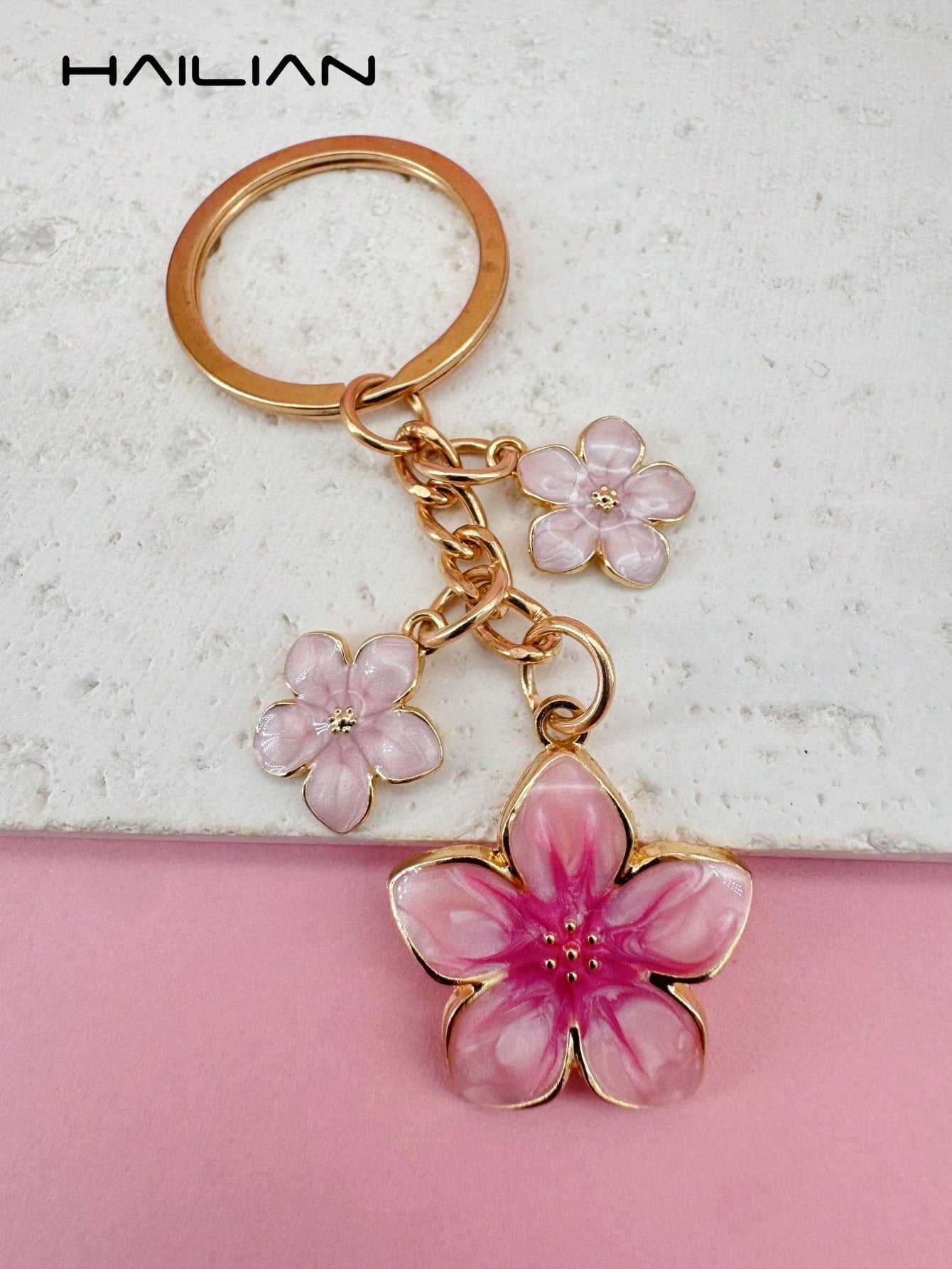 HAILIAN 1pc Sakura Shaped Keychain, Lightweight And Graceful Sakura Design, Suitable For Bag Pendant, Car Key Chain, Couples, Birthday, Holiday Gifts