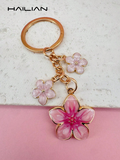 HAILIAN 1pc Sakura Shaped Keychain, Lightweight And Graceful Sakura Design, Suitable For Bag Pendant, Car Key Chain, Couples, Birthday, Holiday Gifts