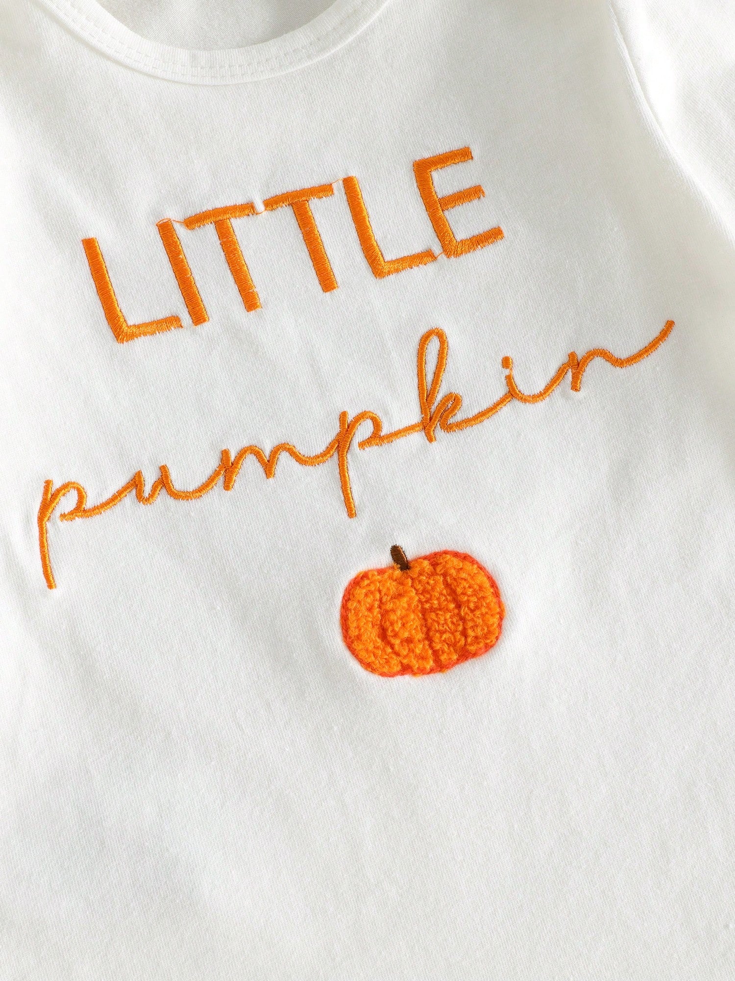Halloween Infant Baby Boy 3Pcs Outfit Pumpkin Letters Embroidery Long Sleeve Crew Neck Romper With Striped Pants And Hat