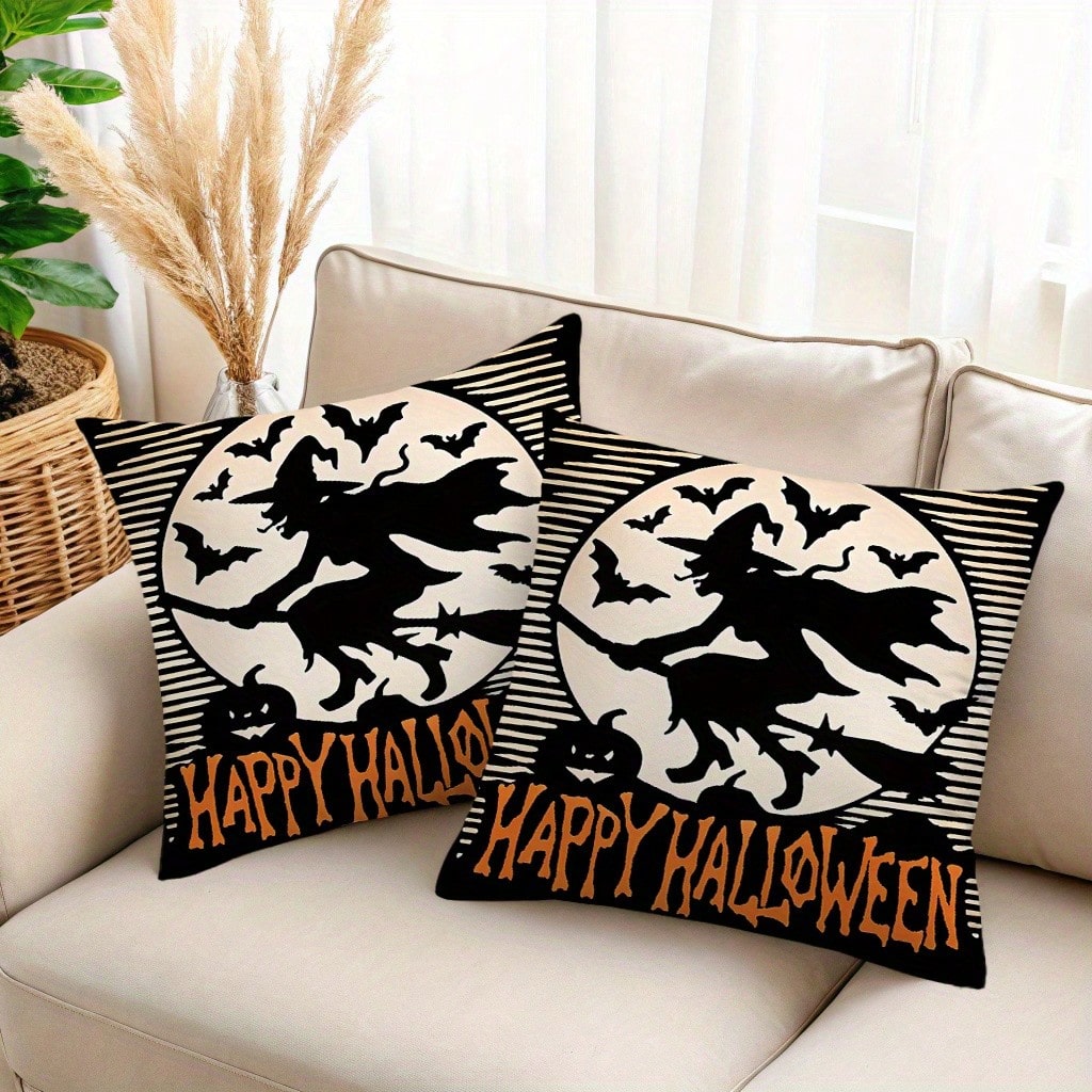 Halloween Pillow Case Witch Silhouette Soft Comfortable Cushion Covers Birthday Gifts Family Holiday Daily Graduation Wedding Souvenir Party Sofa Living Room Sofa Bed Bedroom Christmas Thanksgiving