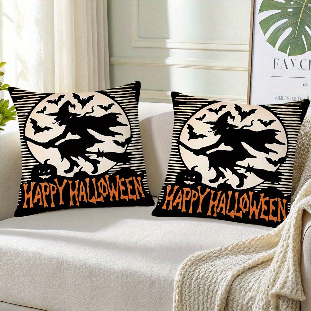 Halloween Pillow Case Witch Silhouette Soft Comfortable Cushion Covers Birthday Gifts Family Holiday Daily Graduation Wedding Souvenir Party Sofa Living Room Sofa Bed Bedroom Christmas Thanksgiving