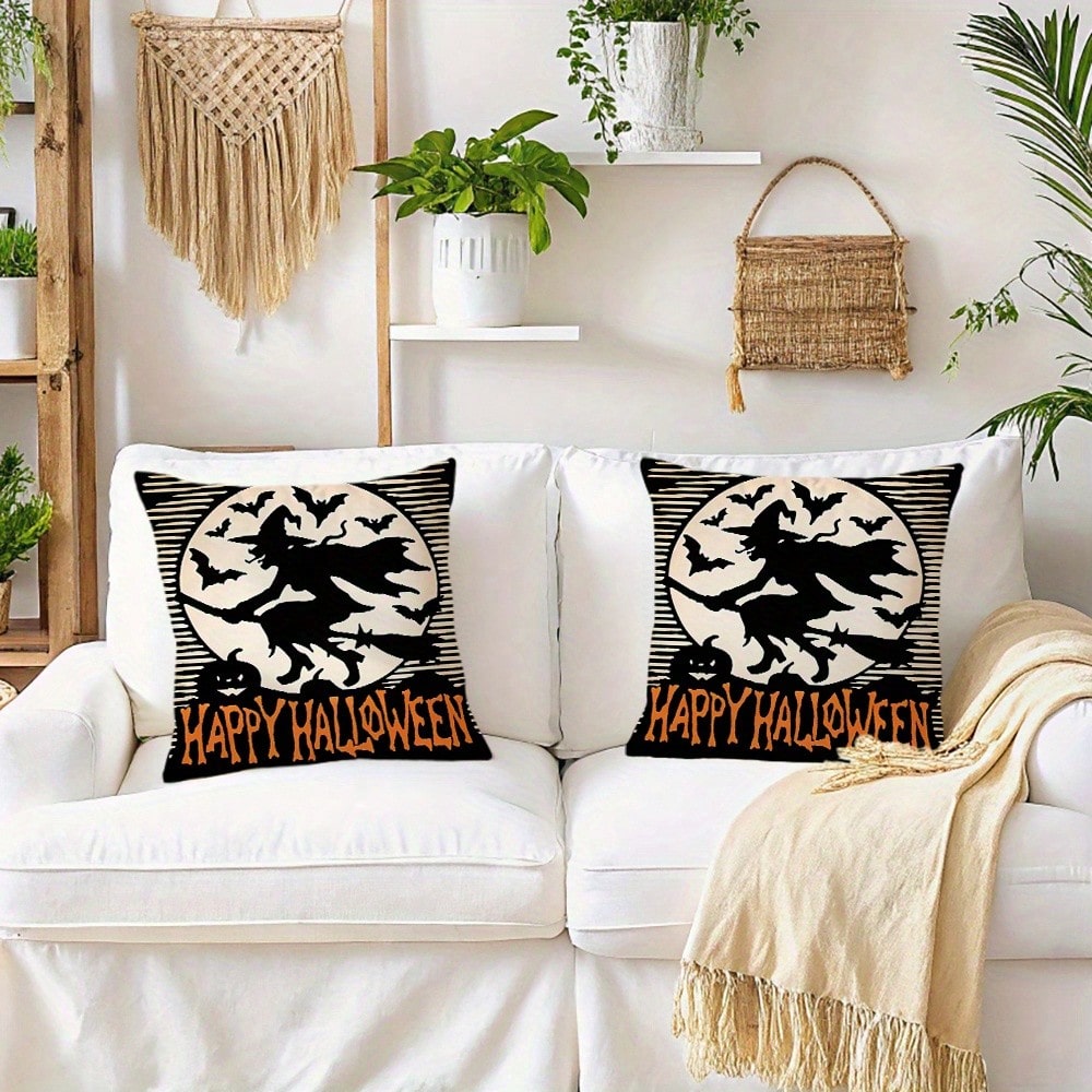Halloween Pillow Case Witch Silhouette Soft Comfortable Cushion Covers Birthday Gifts Family Holiday Daily Graduation Wedding Souvenir Party Sofa Living Room Sofa Bed Bedroom Christmas Thanksgiving