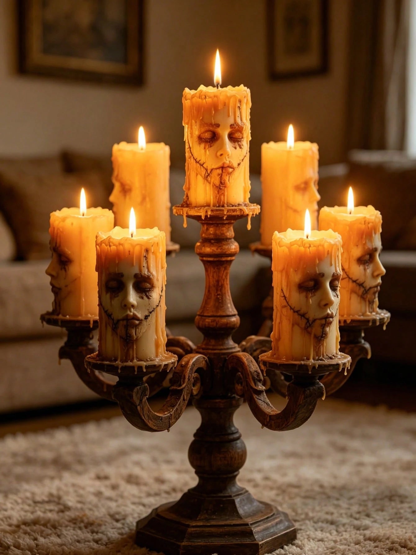 Halloween Stitched Face Silicone Candle Mold, Eerie Melting Zombie Face Wax Candle Making Mold, Gothic Home Decor Easy Demold